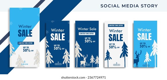 Set 5 of Social Media Networks Stories winter sale Banner Background, Mobile App, Poster, Flyer, Coupon,Smartphone Advertisement  Template Story,Liquid Abstract Modern. editable template eps 10 vector