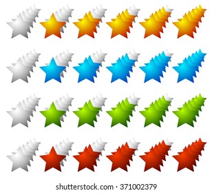 Set of 5 star rating elements starting from 1 star