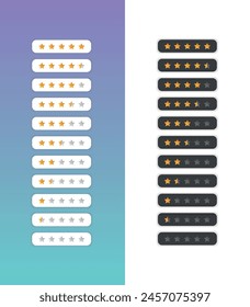 Set of 5 star rating icons. Vector illustration eps10. Isolated badge for website or app.