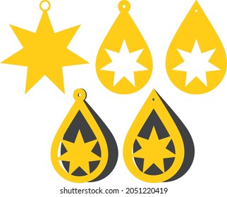 Set of 5 Star Teardrop Earrings