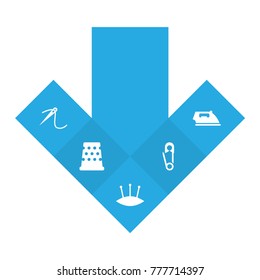 Set Of 5 Stitch Icons Set.Collection Of Flatiron, Seamstress, Pintle And Other Elements.