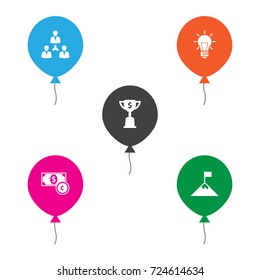 Set Of 5 Strategy Icons Set.Collection Of Unity, Bulb, Achievement And Other Elements.