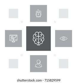 Set Of 5 Strategy Outline Icons Set.Collection Of Brain, Deadline, Eye And Other Elements.