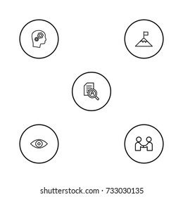 Set Of 5 Strategy Outline Icons Set.Collection Of Success, Research, Solution And Other Elements.