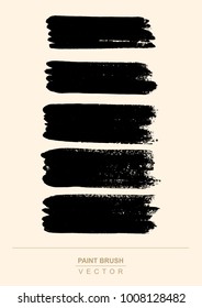 Set of 5 stroke brush paint with black acrylic color.
