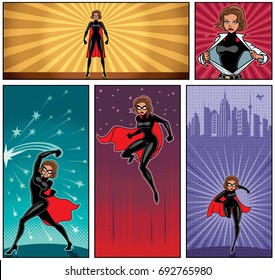 Set Of 5 Super Heroine Banners. 