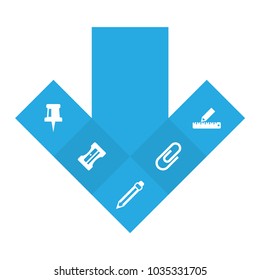 Set of 5 tools icons set. Collection of clip, drawing, supplies and other elements.