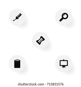 Set Of 5 Tools Icons Set.Collection Of Highlighter, Whiteboard, Information And Other Elements.