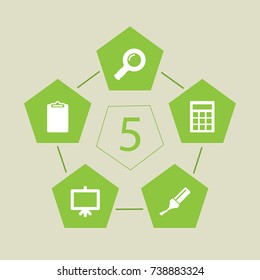 Set Of 5 Tools Icons Set.Collection Of Zoom Glasses, Calculate, Information And Other Elements.