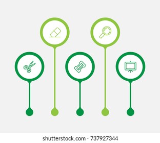 Set Of 5 Tools Outline Icons Set.Collection Of Eraser, Whiteboard, Sharpener And Other Elements.