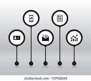 Set Of 5 Trade Icons Set.Collection Of Message, Customer Summary, Statistics And Other Elements.