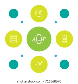 Set Of 5 Trade Outline Icons Set.Collection Of Campaign, Brand Awareness, Mobile Marketing Elements.