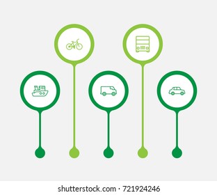 Set Of 5 Traffic Outline Icons Set.Collection Of Lorry, Bike, Car And Other Elements.