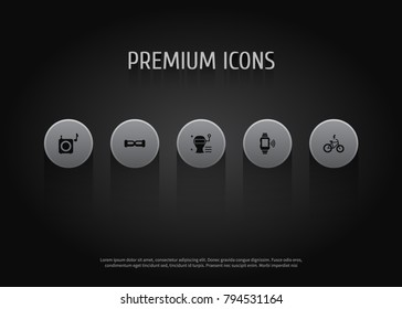 Set of 5 trend icons set. Collection of loudspeaker, augmented reality, gyro scooter and other elements.