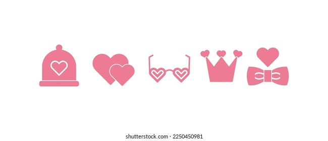 Set of 5 Valentine glyphs  icons, thin icon Line style, vector illustration