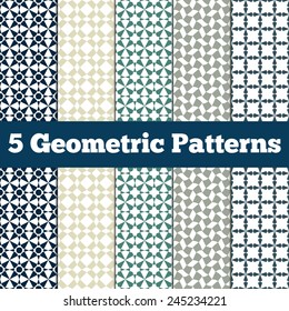Set 5 vector illustration seamless geometric patterns.