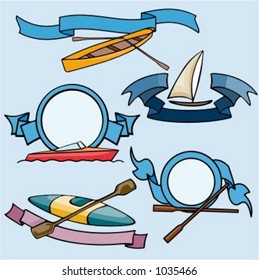 A set of 5 vector sport templates of boats.Ready-to-cut.Pantone colors.