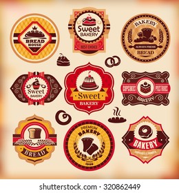 Set 5 of vector vintage various bakery labels