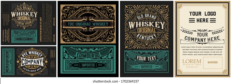 Set of 5 vintage labels for packing