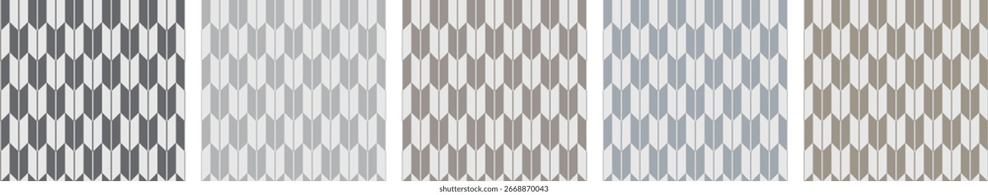 A set of 5 Yagasuri patterns in natural grayish colors like charcoal, greige, and dusky blue-gray. Ideal for calm and stylish designs.