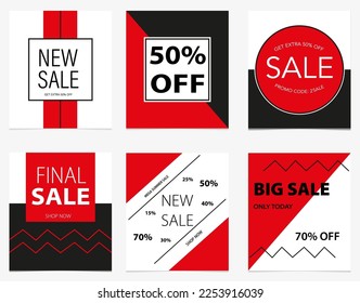 Set of 50% 70% Sale banners. Big discounts. Postcards, flyer. Vector graphics in flat style