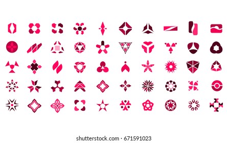 Set Of 50 Creative Abstract Icon Set Collection