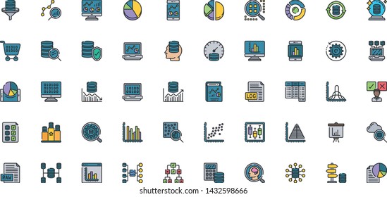 A set of 50 Data Analytics Soft Fill Icons