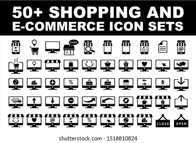 Set of 50 flat icons, for web, internet, mobile applications, courier goods, interface design, business, finance, shopping, communication, e-commerce, computers, media, transportation, travel.