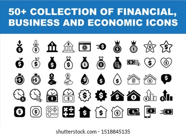 Set of 50 flat icons, for web, internet, mobile applications, courier goods, business, finance, shopping, communication, banking, buying and selling, electronic commerce, computers.