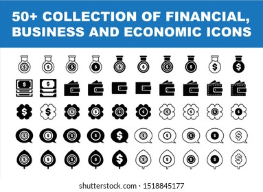 Set of 50 flat icons, for web, internet, mobile applications, courier goods, business, finance, shopping, communication, banking, buying and selling, electronic commerce, computers.