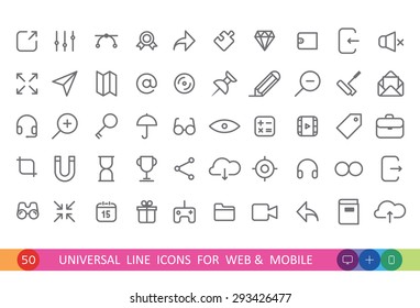 set from 50 flat  icons for web and mobile