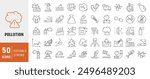 Set of 50 Line pollution icons set. editable stroke.