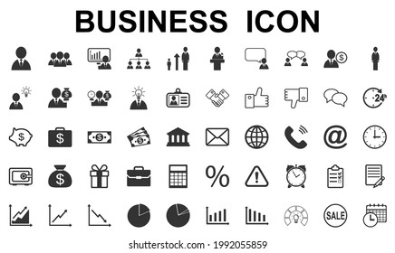 Set of 50 management, human resources icons and business icons. Business cooperation. Outline  of  vector business icons for web design isolated on white background