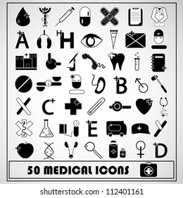 Set of 50 Medical Icon, vector