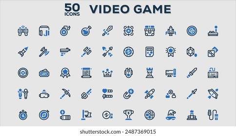 Video Conjunto de 50 iconos de esquema relacionados con Colección de iconos lineales. Trazo editable. Ilustración vectorial