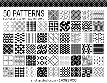 Set of 50 seamless Geometric patterns. 