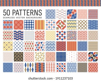 Set Of 50 Seamless Geometric Patterns. 