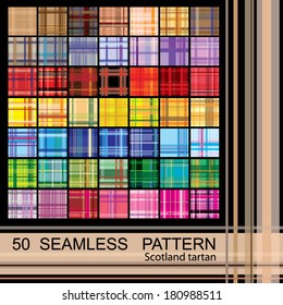 Set from 50 seamless pattern of scotland tartan.