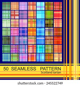 Set from 50 seamless pattern of scotland tartan. Copy that square to the side,you'll get seamlessly tiling pattern which gives the resulting image the ability to be repeated or tiled without seams.