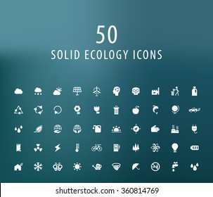 Set of 50 Universal Ecology Icons. Isolated Elements.