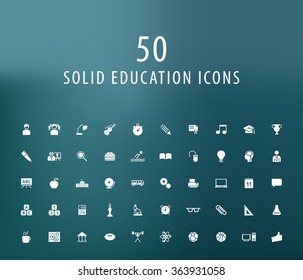 Set of 50 Universal Education Icons. Isolated Elements.