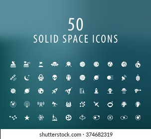 Set Of 50 Universal Space Icons. Isolated Vector Elements.