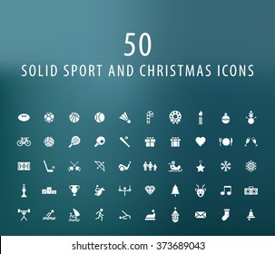 Set of 50 Universal Sport and Christmas Icons. Isolated Elements.