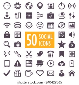 Set Of 50 Vector Social And Media Icons