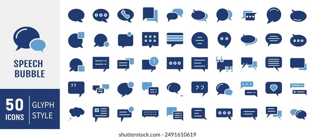 Satz von 50 Vektorgrafiken Sprechblasen und Kommunikationssymbole. . Pixel perfekt. Für Mobilgeräte und Web.