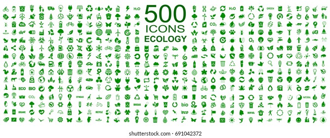 Set of 500 ecology icons – stock vector - Shutterstock ID 691042372