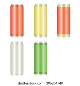 Set of 500 ml. colorful aluminum cans, Realistic photo image.