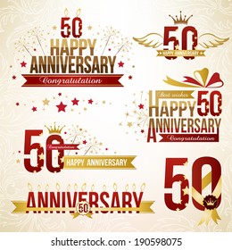 Set Of 50th Anniversary Design Elements.