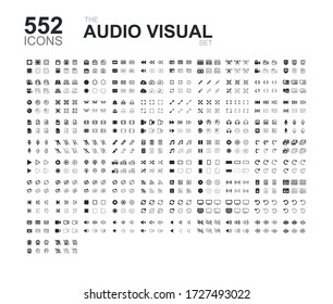 Set of 552 audio and visual icons, camera, microphone, drones & much more - In 6 styles.