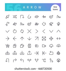 Set of 56 arrow line icons suitable for web, infographics and apps. Isolated on white background. Clipping paths included.